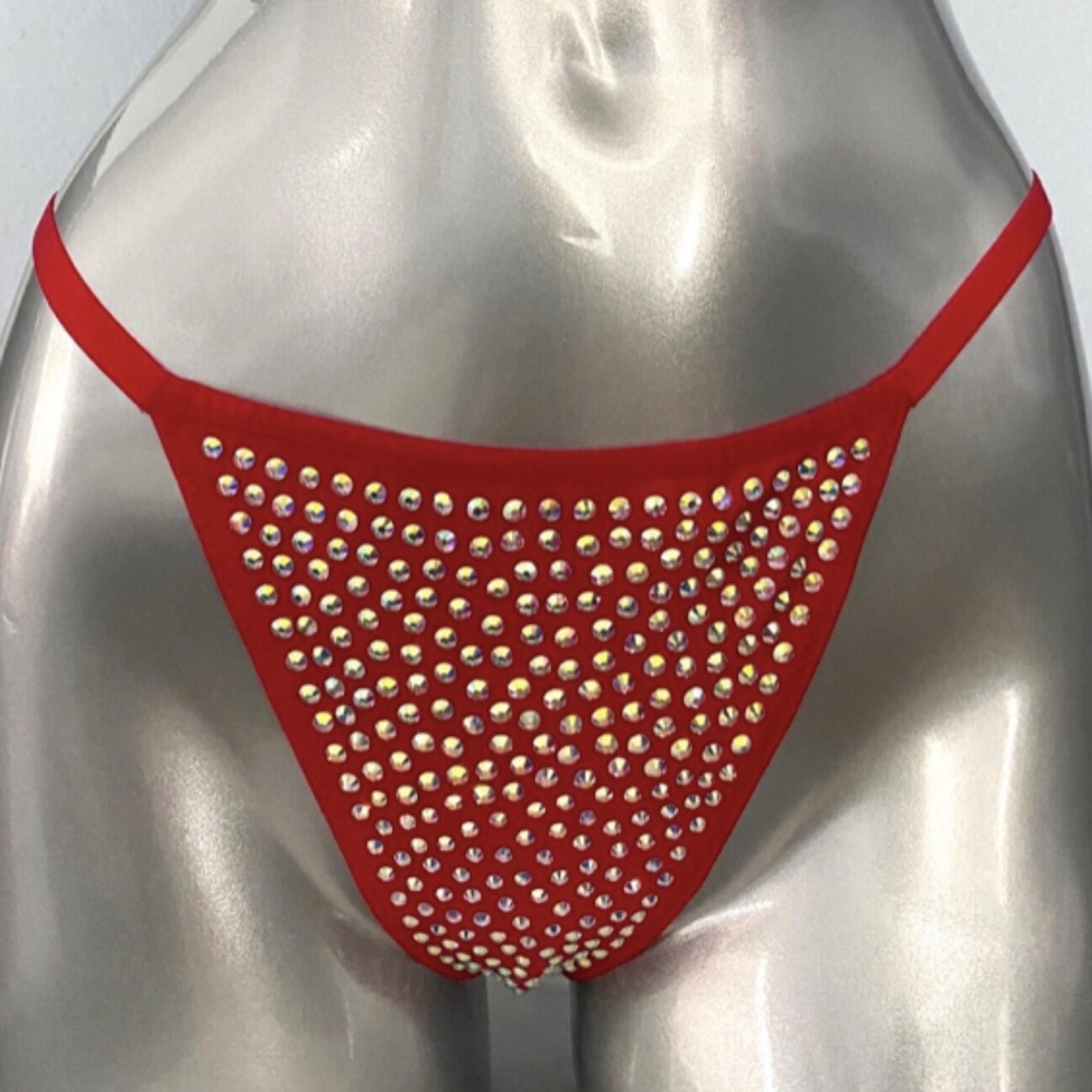 Victorias Secret Nwt Very Sexy Crystal Bling Shine Red V G String Panty